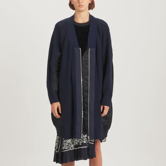 Sacai AW/17 Navy & Black Wool MA-1 Knit Cardigan - Picture 1 of 11